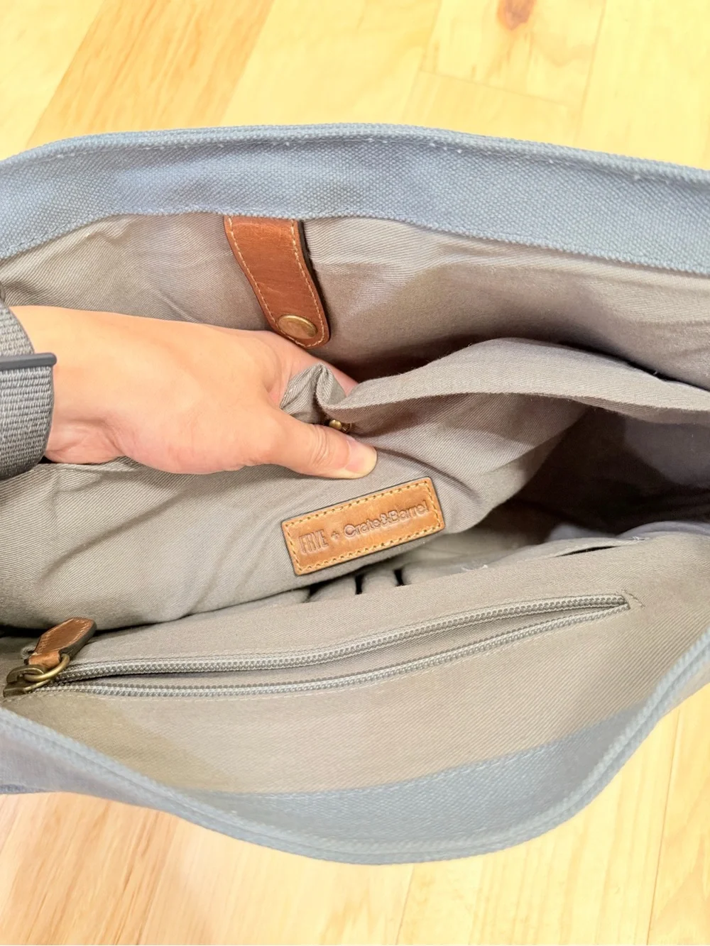 Frye x Crate & Barrel Coated Canvas Messenger Laptop Bag